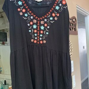 Style & Co. Black Sleeveless Embellished Blouse